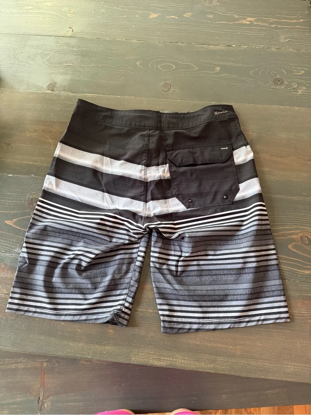 Hurley Black & Gray Gradient Stripe Board Shorts